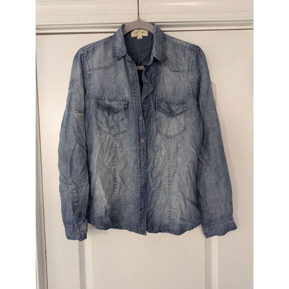 Cloth & Stone Denim Button‎ Up Shirt women's size XS flowy comfort lyocell - Picture 1 of 7
